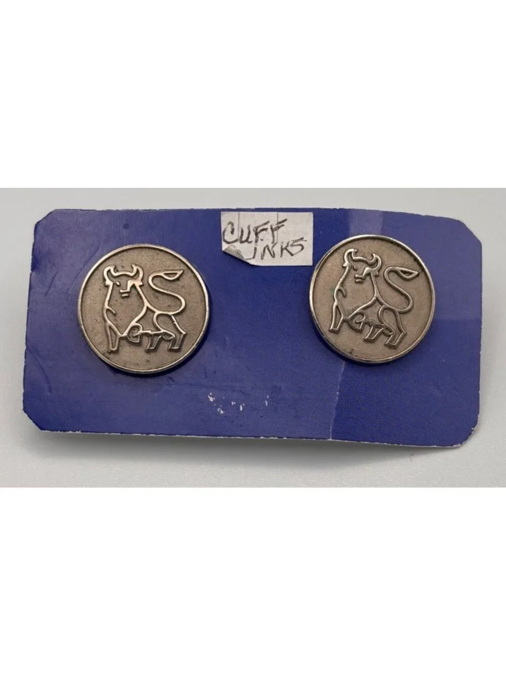 Vintage Silver Metal Bull Cufflinks With Detailed Design Bull market Taurus